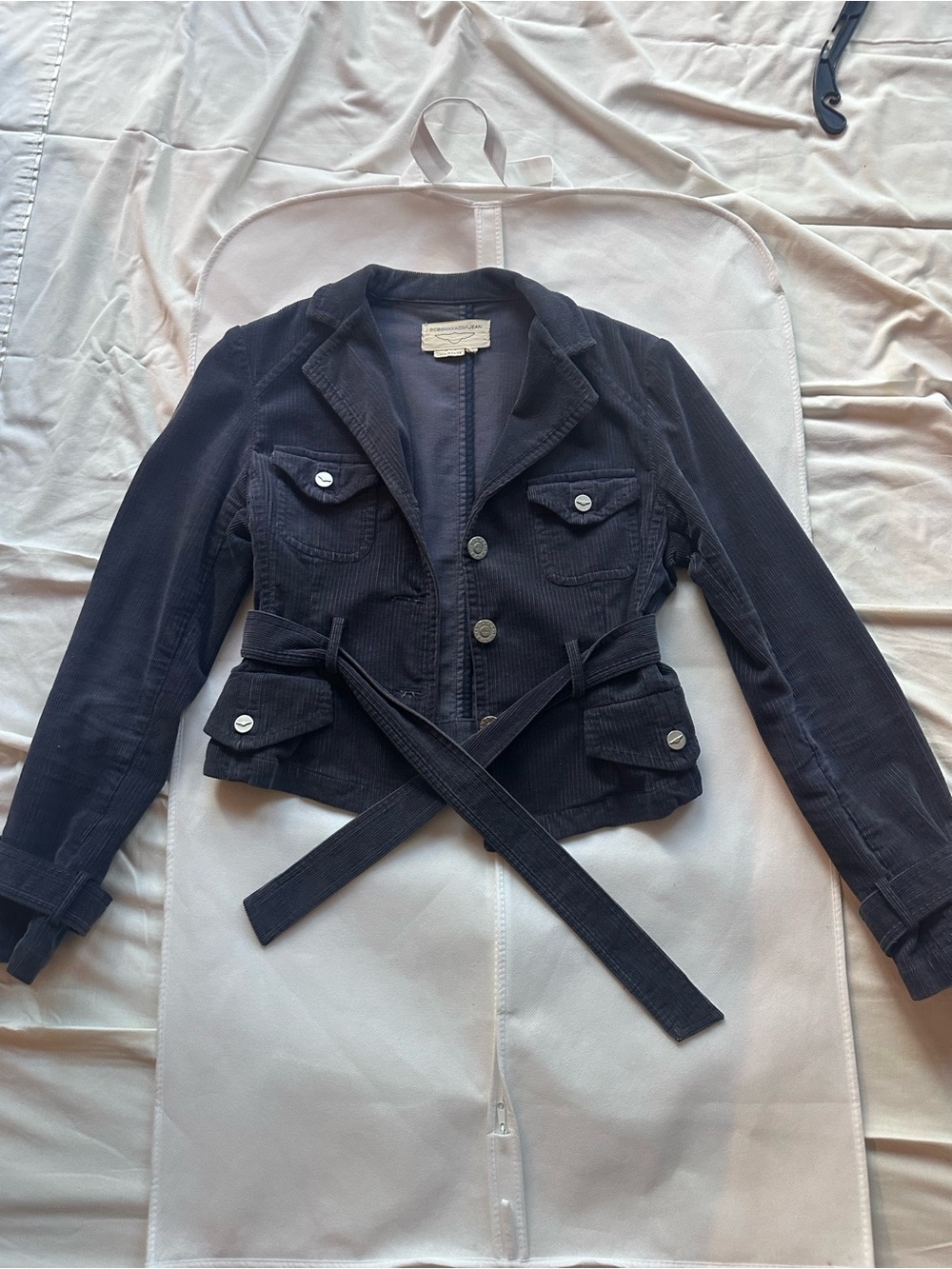 BCBGMaxAzria Black Corduroy Belted Blazer Jacket